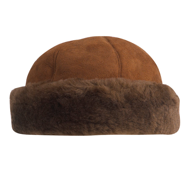 Sheepskin Round Hat - CHOCOLATE